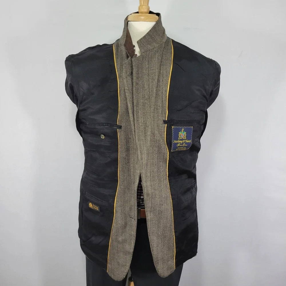 Sterling & Hunt Men's Tweed Sport Coat Blazer‎ Brown Herringbone Size About 44R
